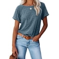 thumbnail image 3 of T-shirts pour Femmes à Manches Courtes, Col Ras du Cou, T-Shirts Unis Basiques, 3 of 6