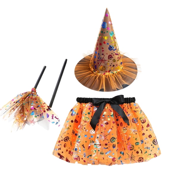 Women Halloween Costume Outfit With Tulle Skirt, Witch Hat And Coordinated Accessories For Costume Parties, Dance Events, Stage Performances, Photo Sessions, Parades And Dress Up Events