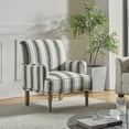 thumbnail image 2 of Upholstered Stripe Armchair Reading Black Accent Chair Wooden Legs Home Living Room, 2 of 7