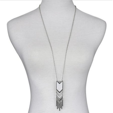 Pendent Long Necklace - Long Bohemian Necklace Tassel Pendant Necklace Matte Triangle Necklace