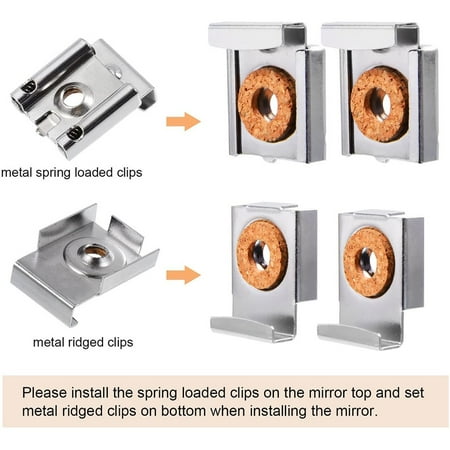 4pcs Spring Loaded Mirror Hanger Clips Set Unframed Mount Canada 4pcs Spring Loaded Mirror Hanger Clips, How To Install A Mirror With Clips