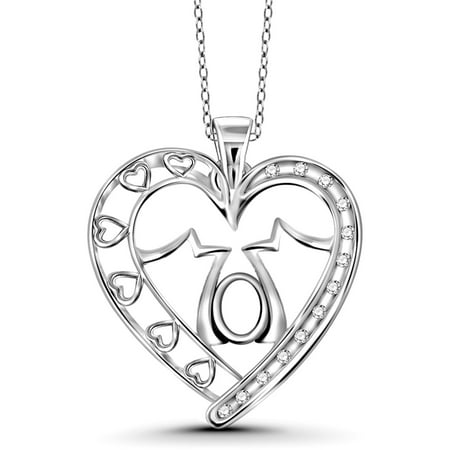 JewelersClub 1/10 Carat T.W. White Diamond Sterling Silver Mom Heart Pendant