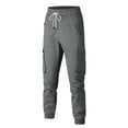 thumbnail image 3 of Lmueinov Cargo Pants for Men Elastic Drawstring Waist Lightweight Casual Jogger Pants with Pockets Outdoor Long Trousers for Jogging Hiking, 3 of 8