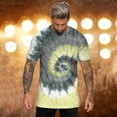 thumbnail image 2 of T Shirts for Man Summer Hawaii Beach Casual Sports Tie Dye Lettering Crew Neck Short Neck Dark Gray Tee Shirts Sizes L, 2 of 5