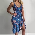 thumbnail image 2 of Femmes Été V Cou Sans Manches Imprimé Couleur Casual Robe Volant, 2 of 4