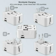 Universal Travel Adapter, OGEDNAC International Conversion Plug Adapter with Type C, European Travel Plug Adapter for USA EU UK AUS, White