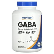 Nutricost GABA (Gamma Aminobutyric Acid) 750mg, 240 Capsules - Non-GMO, Gluten Free Supplement