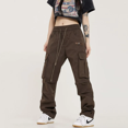 thumbnail image 1 of Pantalones de estilo americano para hombre, estilo urbano, de pierna recta, estilo cargo, holgados, con cordón y puños, para primavera y verano, 1 of 4