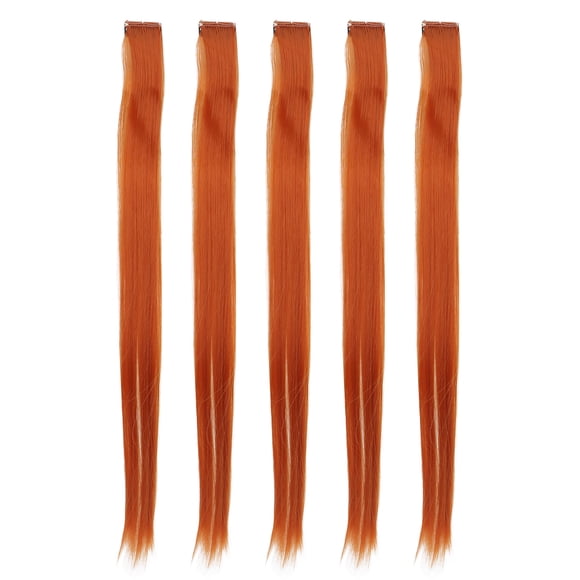 Color Hanging Ear , 5pcs Blue Olored Straight Clip No Trace Clip In Hairpiece For Prom For Cosplay Orange,Flaxen,Bright Red,Grayish Blue,Light Pink