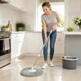 thumbnail image 3 of Spin Mop Replacement Head, Washable Microfiber Mop Refill with 6.3 Inch Round Head, Universal-Style Cleaning Pad for 360° Rotating Mop Systems and Household Floors, 3 of 4