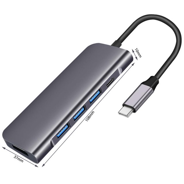 Hub Usb C 5 En 1 Tipo C A 4K Compatible Con Hdmi 3 Puertos Usb 3,0 Puerto De Carga Pd Adaptador Multipuerto 3 Dongle De Estación De Acoplamiento Para Ordenador Minnieouse EL012812-00