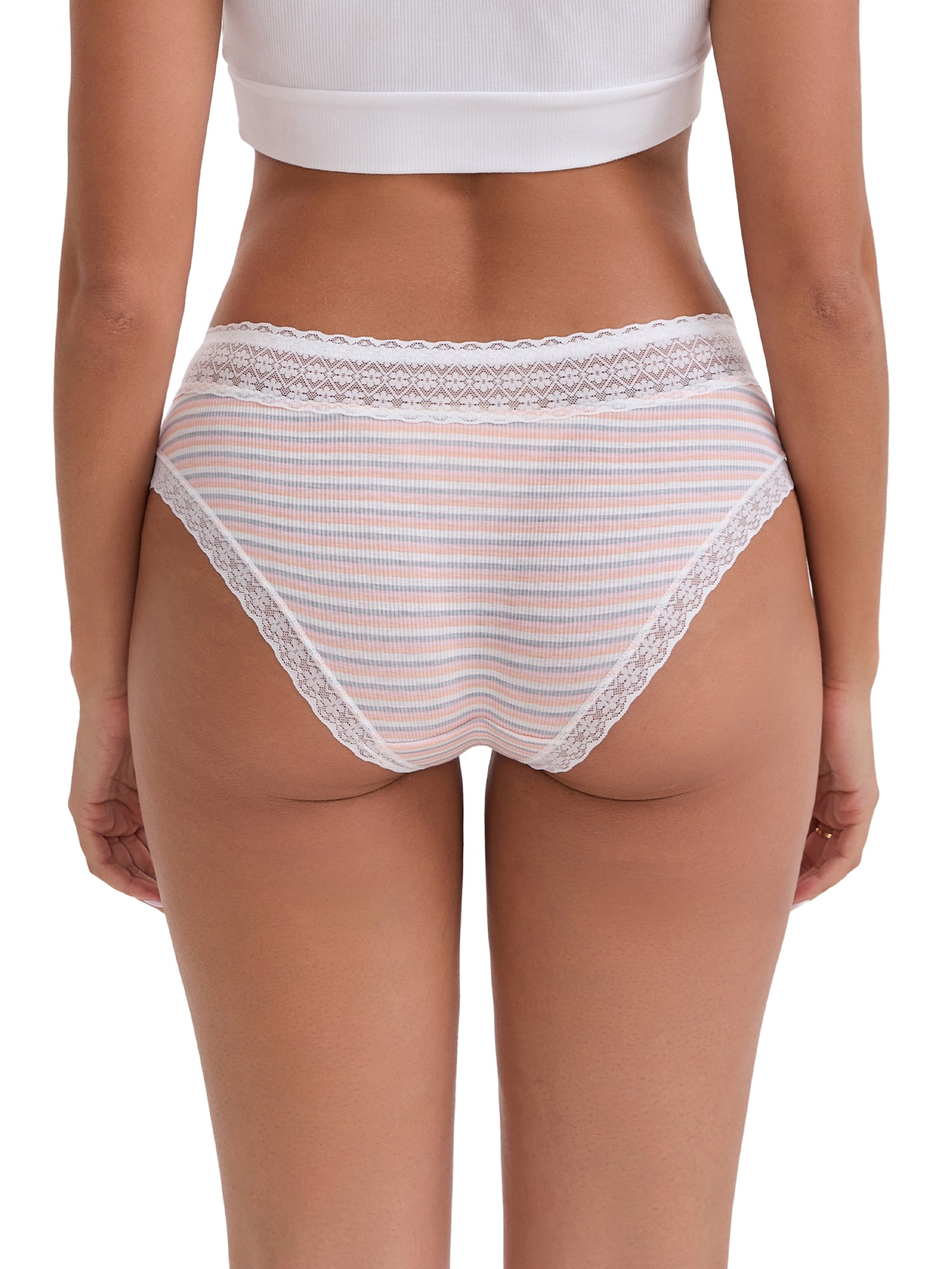 DARING DIVA Women's Mid-Rise Lace Briefs Set of 5 XL Pink