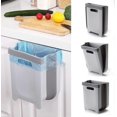 thumbnail image 1 of 9L Foldable Trash Can Wall Mounted Trash Can for Kitchen Cabinet Door Cleans Counter, Sink, Bathroom Folding Trash Can (Grey), 1 of 5