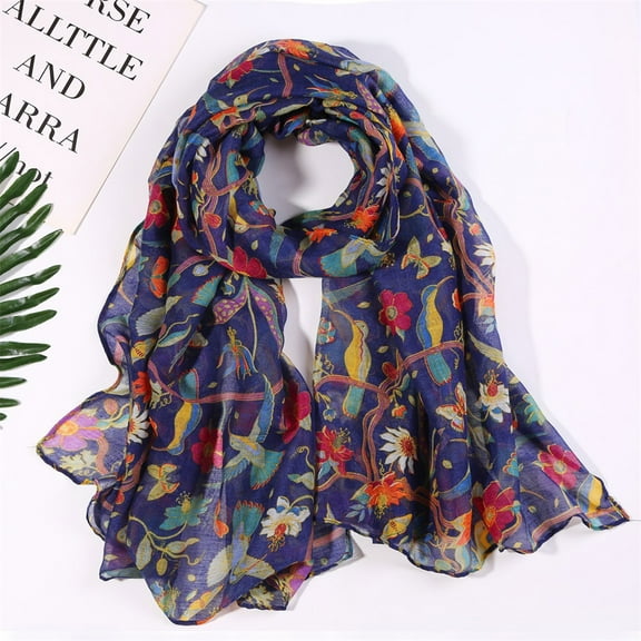 BUWTTED Neck Scarf for Women Lightweight Vintage Printed Thin Sunscreen Shawl Wrap Cozy Soft Elegant Fall Warm Winter Scarves Size:One Size