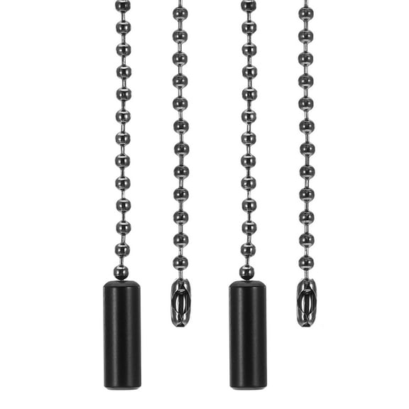 1M 3.3ft Ceiling Fan Pull Chain, 2 Pcs Beaded Pulls Cord Extender Cylinder Pendant for Fan Light, Black