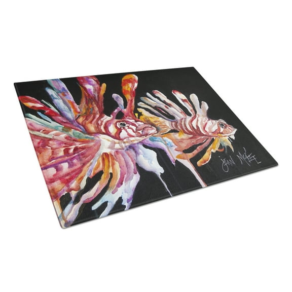 Carolines Treasures Lionfish Glass Cutting Board Large 12H x 16W multicolor