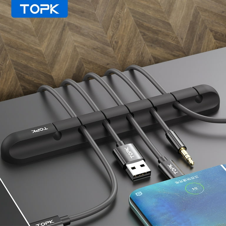 TOPK Cable Organizer Sorter Clips Desktop Wire Organizer for Mouse  Headphone Charging Cable Management Clips Slot 2 Pack 7 Clips