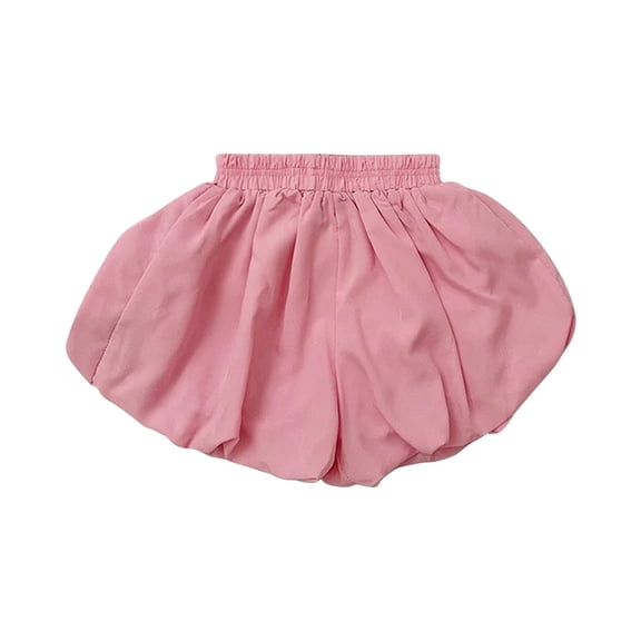 CPNG Toddler Girls Bubble Shorts Summer Thin Lightweight Workout Casual Fashion Elastic Waist Solid Color Shorts(Pink,18-24 Months)