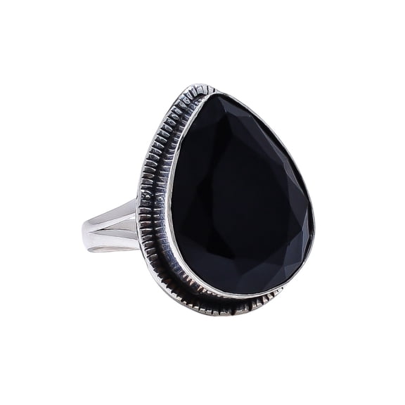 Black Onyx 925 Sterling Silver Ring, Adjustable Ring, Silver Jewelry Ring, Black Ring, Pear Ring, Dainty Ring, Handmade Ring, Gemstone Ring, Gift For