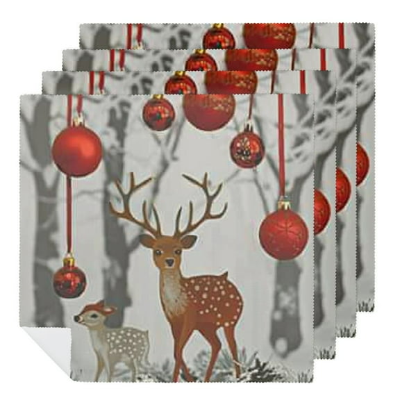 Qinduosi Christmas Family Cloth Napkins, Soft & Comfortable Polyester Dinner Napkins for Dinner, Restaurant, Holiday, Parties 2 PCS