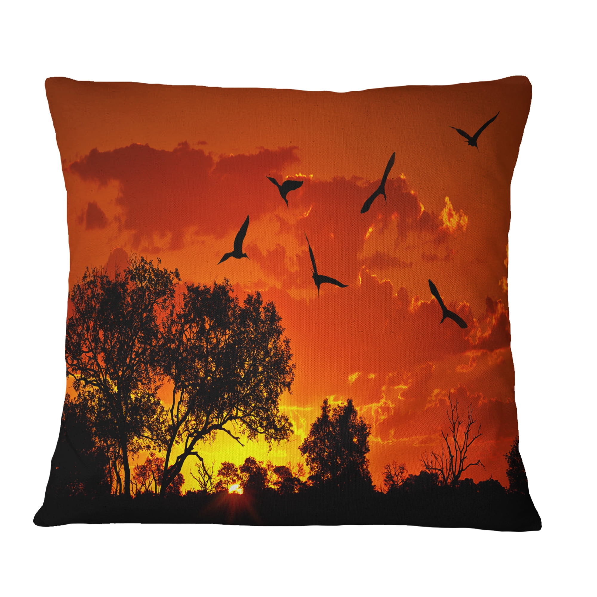 Designart African Landscape with Warm Sunset - African Landscape Printed Throw Pillow - 18x18