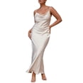 thumbnail image 1 of Faithtur Robe Longue Moulante pour Femmes Couleur Unie Bretelles Spaghetti Col Bénitier Robe Sans Manches Été Dos Nu Cami Robe, 1 of 9