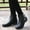 Black, variant on Herrnalise Autumn And Winter New Mid-Heel Hollow Belt Buckle Round Head Women's Boots,clearance under $10