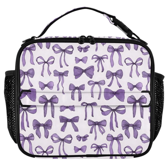 ALAZA Purple Bow Insulated Lunch Box Lunch Bag Cooler Tote with Shoulder Strap