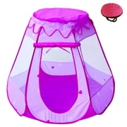 POCO DIVO Fairy Vase Tent Princess Playhouse Pink Playpen Girls Ball Pit Kids Pop-up Hexagon Mesh Play Tent
