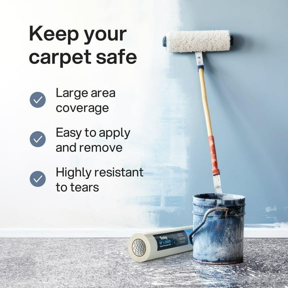 Heavy Duty Carpet Protection Film - Self Adhesive Plastic Shield for Stairs & Floors - Puncture & Water Resistant (18x200')