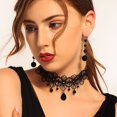 thumbnail image 2 of Collar negro, collar de flores de excavación, cadena de gota de agua, gargantilla de clavícula, joyería ajustable para mujeres y niñas, 2 of 5