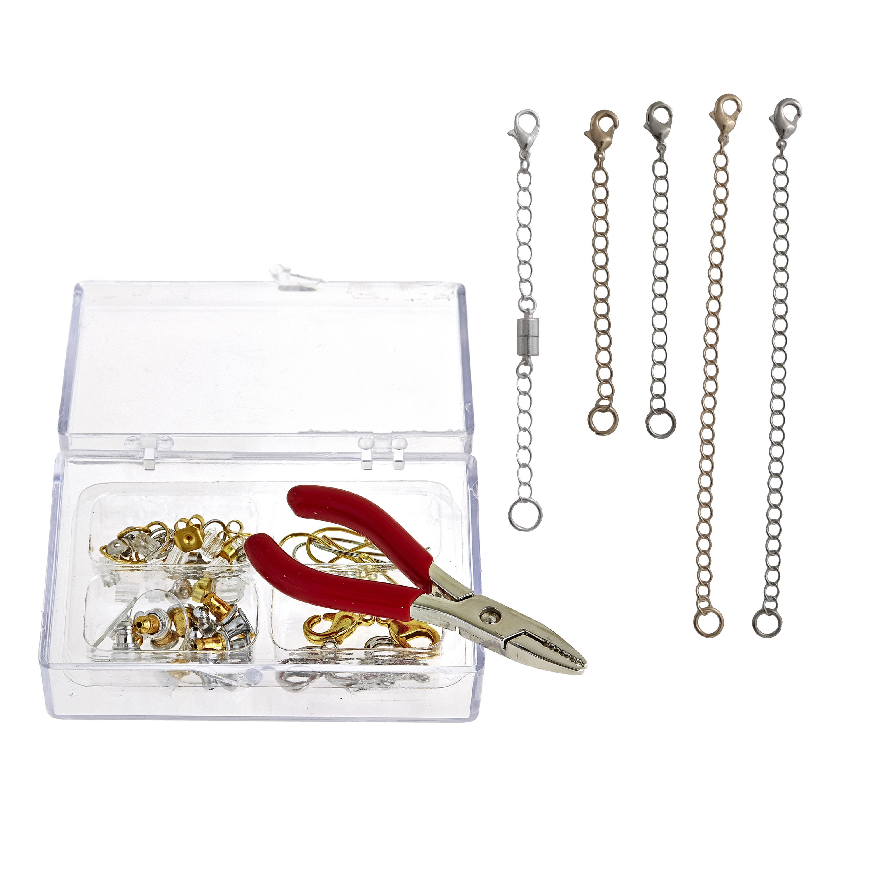 Silver and Gold Tone Chain Extender, Jewelry Repair Kit, and Silver