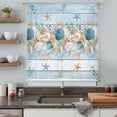 thumbnail image 4 of Blue Beach Coastal Sheer Curtains 63 Inches Long, Nautical Shell Starfish Coral Summer Light Filering Curtains, Breathable Simi Curtain Privacy Drapes for Living Room Bedroom Window Treatment, 4 of 9