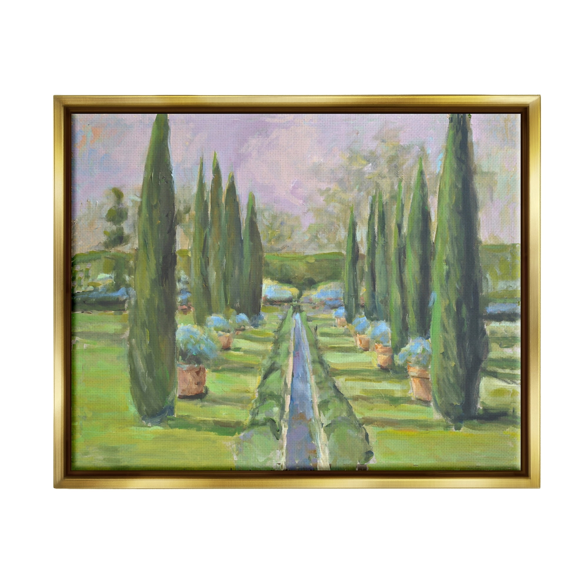Stupell Industries Elegant Manicured Gardens Landscaped Topiary Greenery Painting Metallic Gold Floating Framed Canvas Print Wall Art, Design by Allayn Stevens