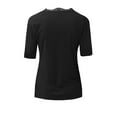 thumbnail image 3 of Women Short Sleeve T Shirt Off Shoulder Commuting Pullover V-neck Lace Bottoming Blouse Tops, 3 of 7
