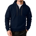 thumbnail image 3 of Chiccall Mens Hoodie Drawstring Half Zip Long Sleeve Hooded Sweatshirts Casual Athletic Workout Sweatshirts with Zipper Pockets, 3 of 5