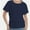 Navy, variant on Women's Short Sleeve Boat Neck Dolman Top with Side Shirring