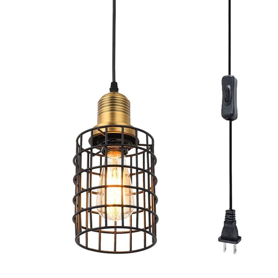 Singes Metal Cage Pendant Lighting With, Cage Pendant Light Plug In