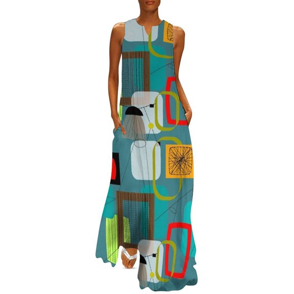 Mid-Ctury Modern Abstract Art III Long Dress long dress wom purple dress long sleeve dresses Elegant gowns