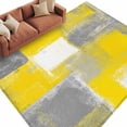 thumbnail image 3 of 5x8 Area Rugs, Yellow Grey Non-Skid Rubber Backing Large Rectangle Rugs - Living Room Bedroom Home Office, Rustic Mottled Oil Painting Abstract Texture Indoor Floor Mat Carpets Washable Rug, 3 of 9