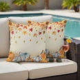 thumbnail image 4 of Orange Grey Fall Outdoor Waterproof Pillow Covers, Thanksgiving Maple Leaf Pumpkins Decorative Square Throw Pillowcase Sofa Cushion Sham for Patio/Couch/Chair, 18"x18" 2 Pack, 4 of 8