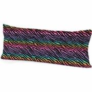 Your Zone Rainbow Zebra Print Body Pillow, 1 Each