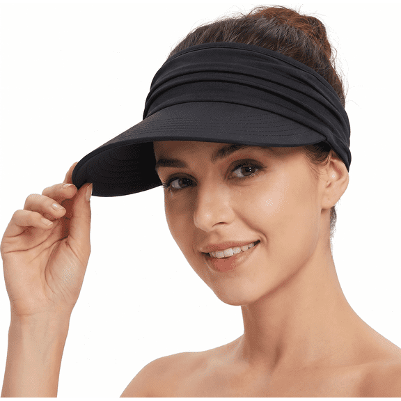 Women's UPF 50  Sun Hats & Visors, Foldable Wide Brim Sun Protection Hats for Women, Adjustable Summer Beach Pool Outdoor Women's Sun Visor Hats