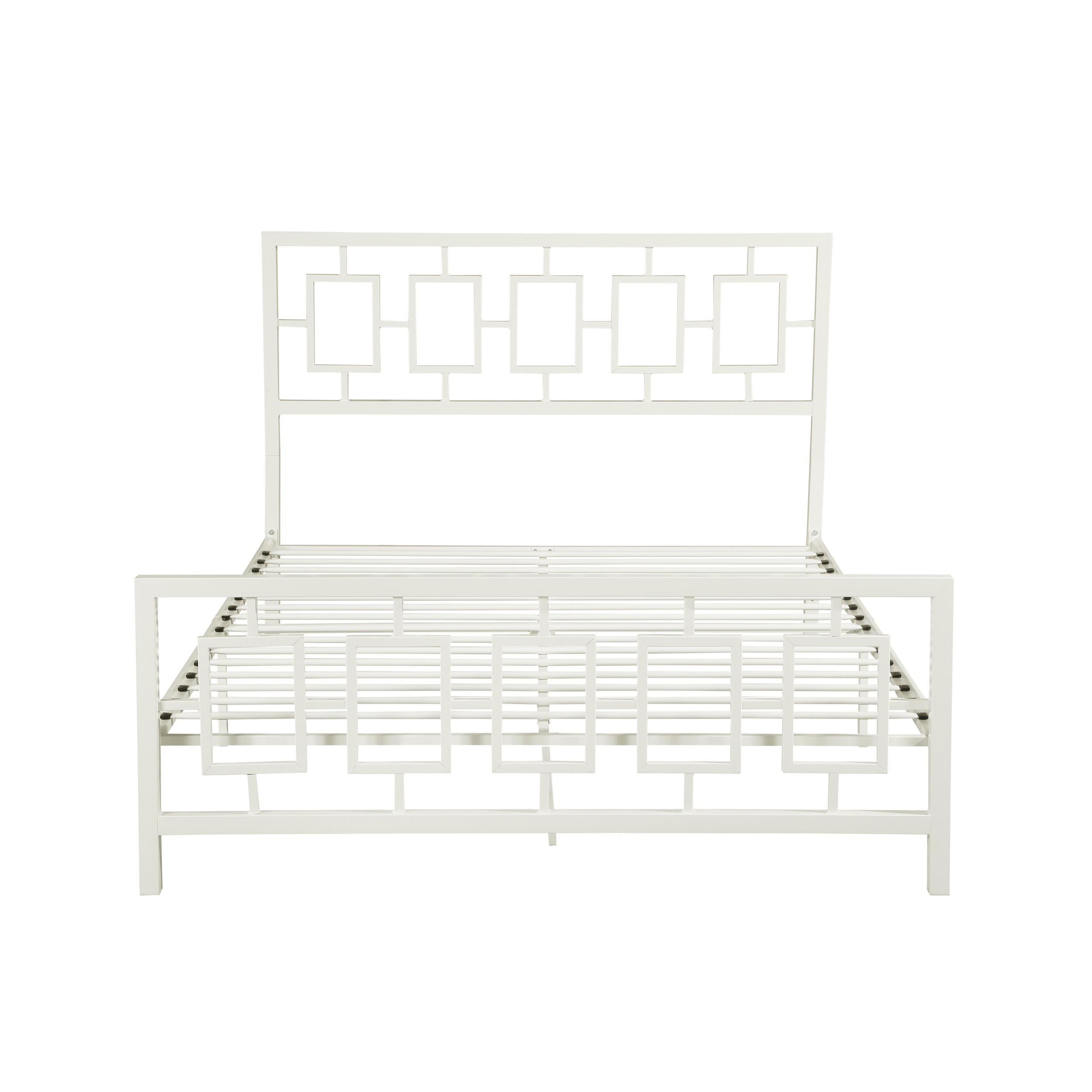 Noble House Krystin Modern Queen-Size Iron Bed Frame, White