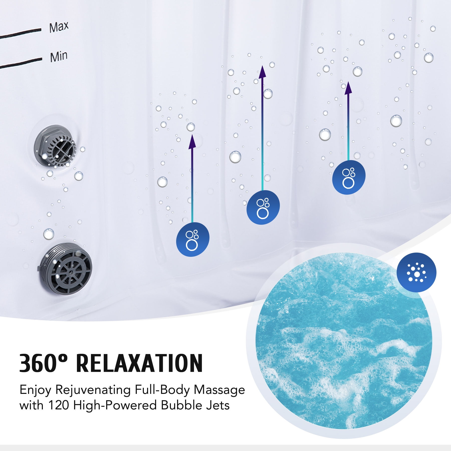 CO-Z 2-4 Person Inflatable Hot Tub Pool 5ft with Energy Efficient Spa Cover, Massage Jets and All Accessories Teal