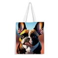 thumbnail image 1 of French Bulldog Bolso de tela con estampado de lienzo para mujer, bolsa de compras reutilizable y estética, con cremallera interior, regalo para mujer,38*45cm., 1 of 6