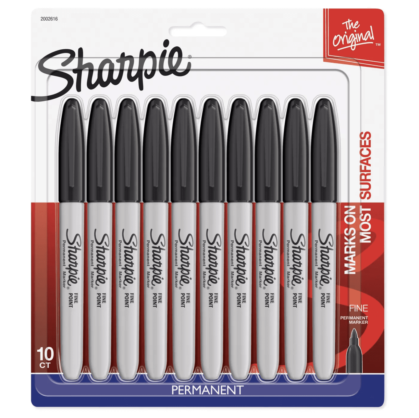 Sharpie Permanent Markers, Fine Point, Black Ink, 10-Count + 1 Sharpie