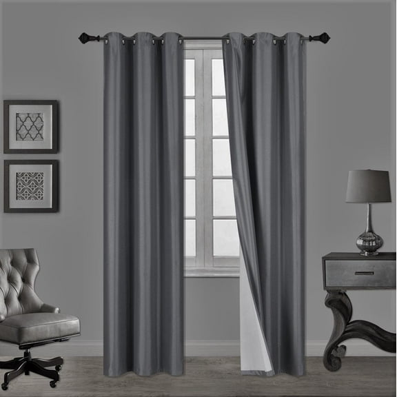1 PAIR SSS CHARCOAL BLACKOUT ENERGY EFFICIENT THERMAL PANEL WINDOW GROMMET DRAPE LIGHT FILTERING SIZE 35" WIDE X 84" LENGTH EACH PANEL