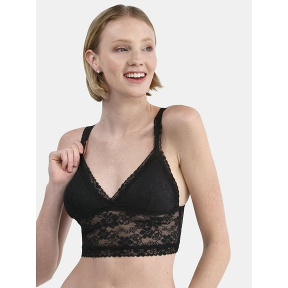 No Boundaries Crossover Floral Lace Bralette, Women’s and Women’s Plus, Sizes S-XXXL