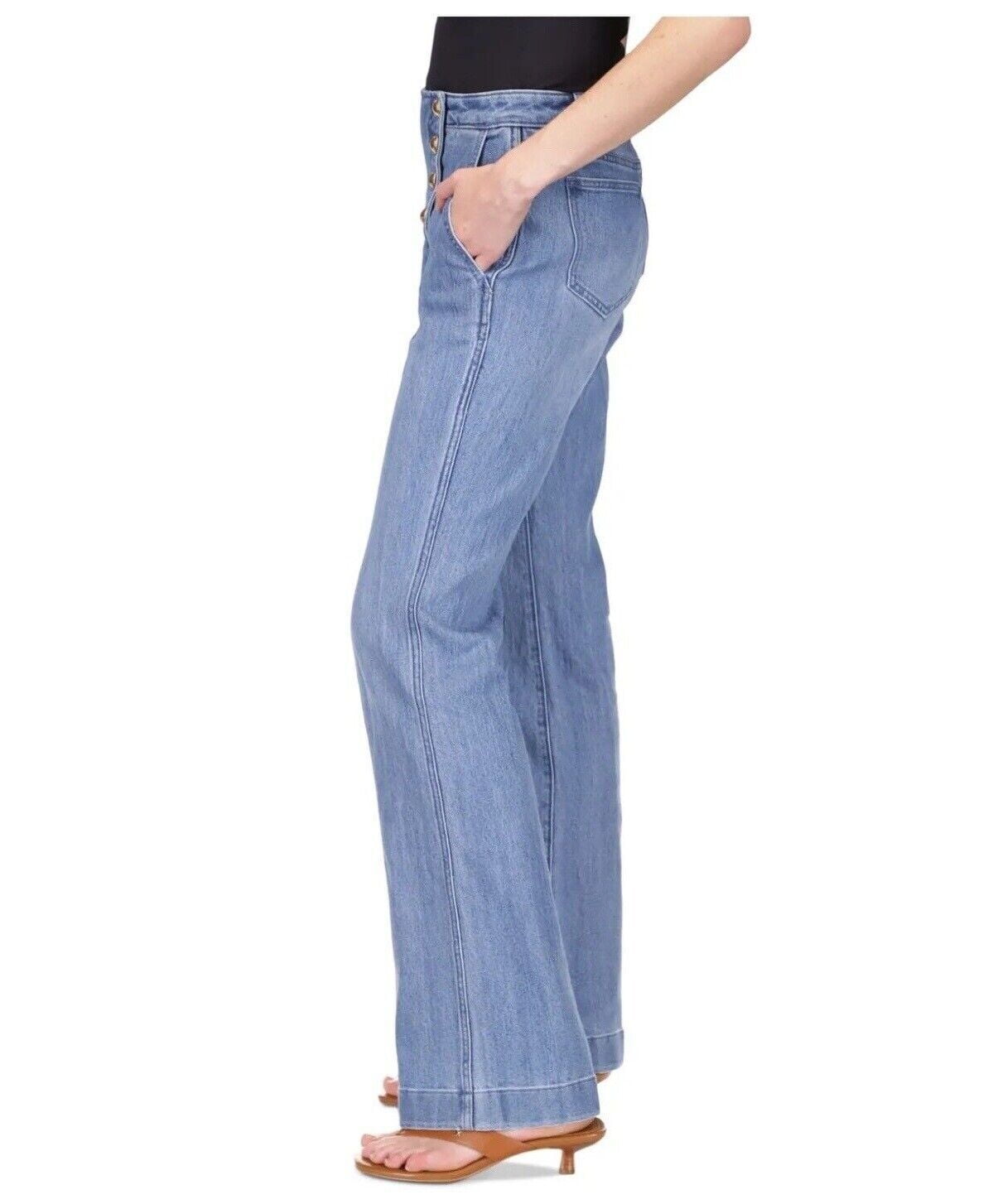 MICHAEL KORS Women's Blue Pocketed Double Button Closure